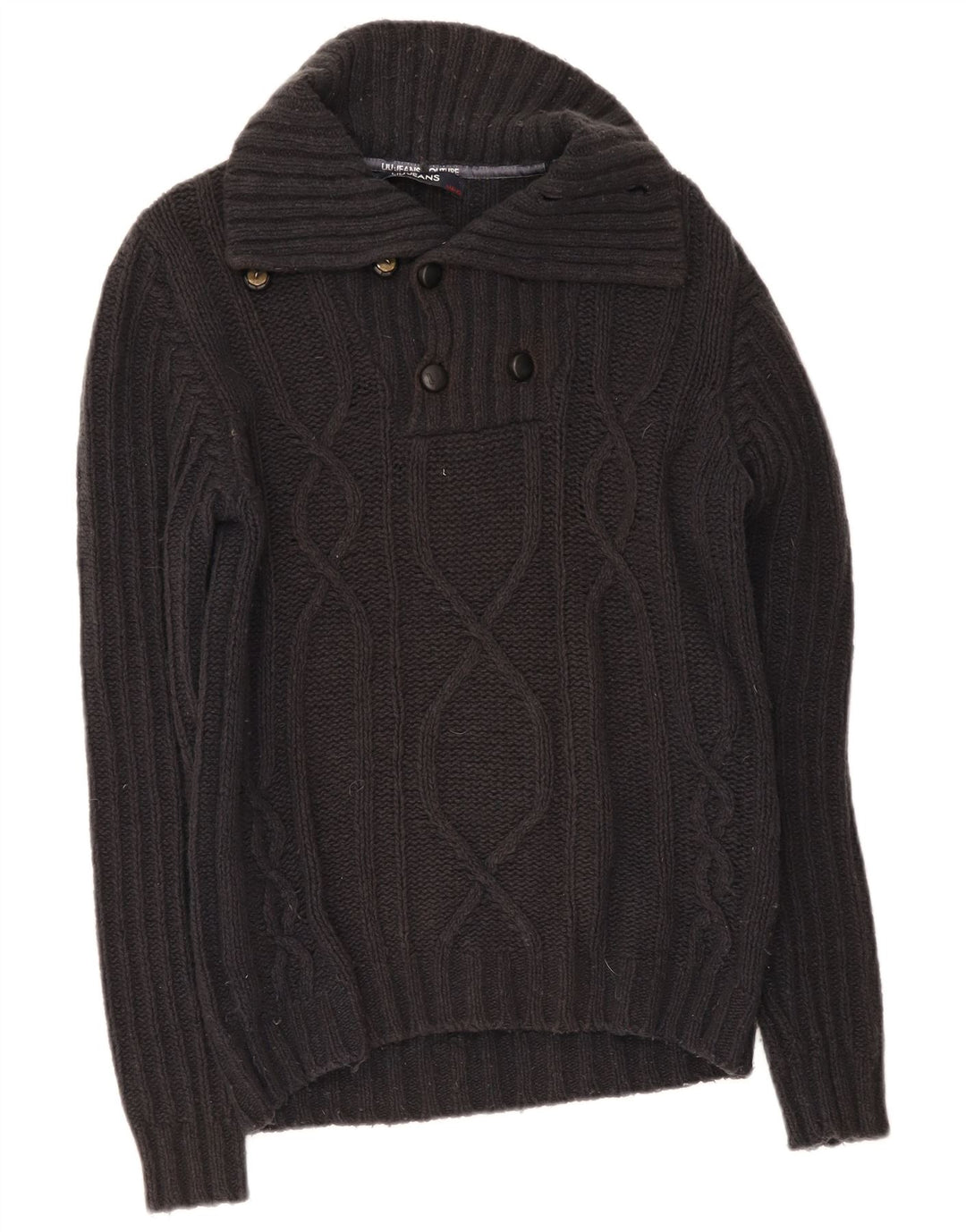 Liu Jo Herre Button Neck Jumper Sweater Medium Navy Blue Uld