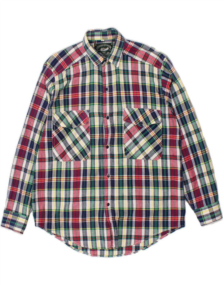 VINTAGE Mens Shirt Large Multicoloured Check Cotton Vintage Vintage and Second-Hand Vintage from Messina Hembry 