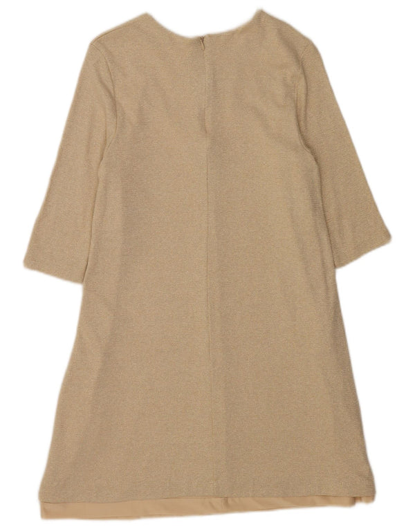 Abito a trapezio con maniche a 3/4 da donna Zara UK 12 Viscosa beige medio