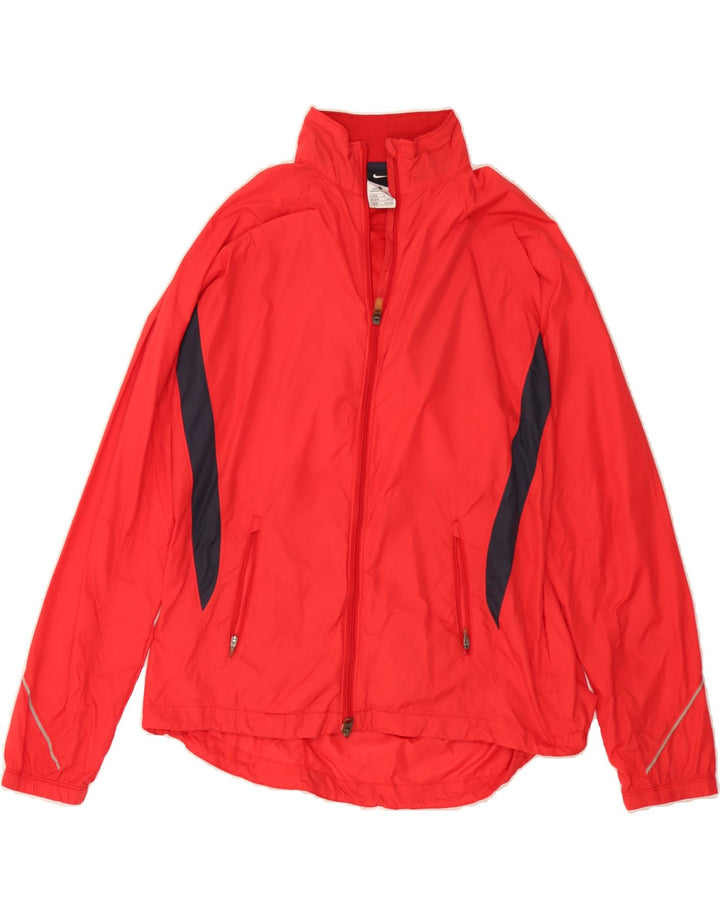 NIKE Womens Rain Jacket UK 16/18  Large Red Colourblock Nylon Vintage Nike and Second-Hand Nike from Messina Hembry 