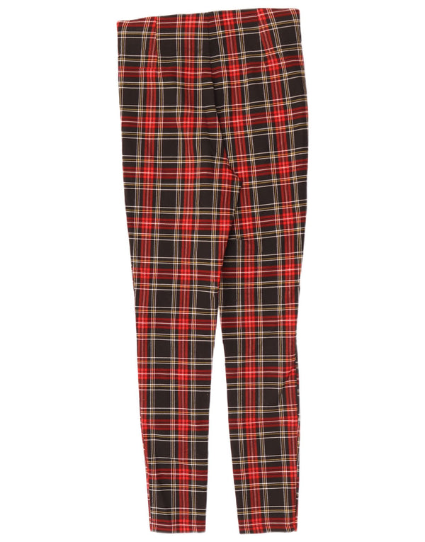 Zara Womens Skinny Casual Trousers Medium W28 L28 Red Check Viscose