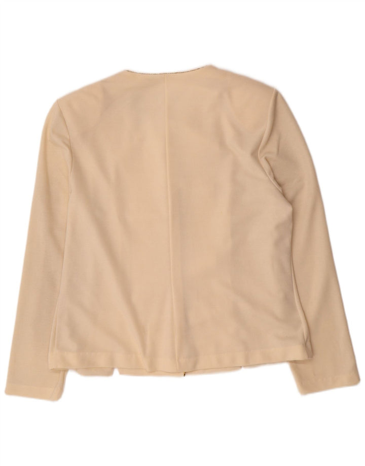 Vintage Dame 5 Button Blazer Jacket UK 16 Large Off White Polyester