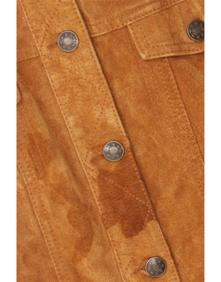 Giacca vintage in pelle scamosciata da donna EU 36 piccola in pelle beige