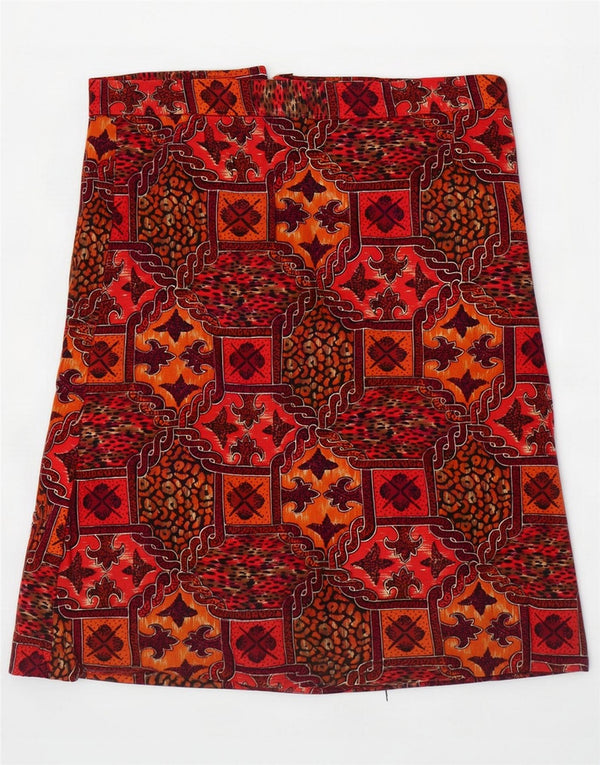 Vintage Womens Midi Jupe Large W34 Multicolore Géométrique