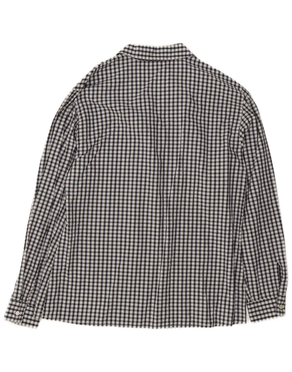 Sisley Dame Nattøj Skjorte Bluse IT 44 Medium Navy Blue Gingham Cotton