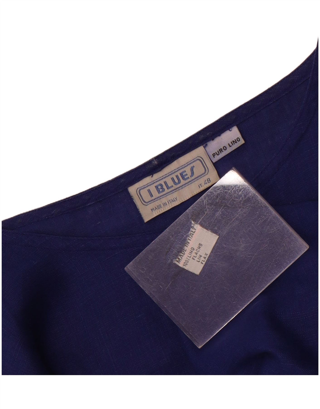 i Blues Womens Blouse Top IT 48 XL Blue Linen