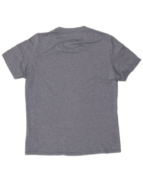 Adidas Mens Aeroready T-Shirt Top Medium Navy Blue Striped Polyester