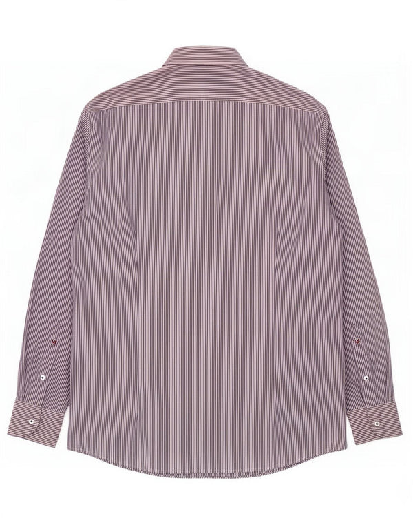 Tommy Hilfiger Chemise ajustée pour homme Taille 44 17 1/2 XL Coton à fines rayures bleues