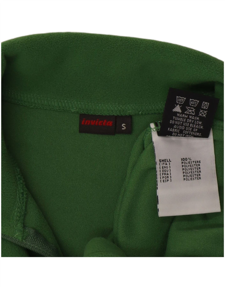 Invicta Mens Zip Neck Fleece Jumper Small Green Polyester