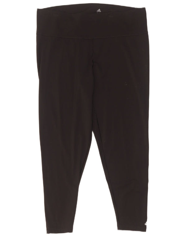Adidas Damen Crop Leggings UK 24/26 2XL Schwarzes Nylon