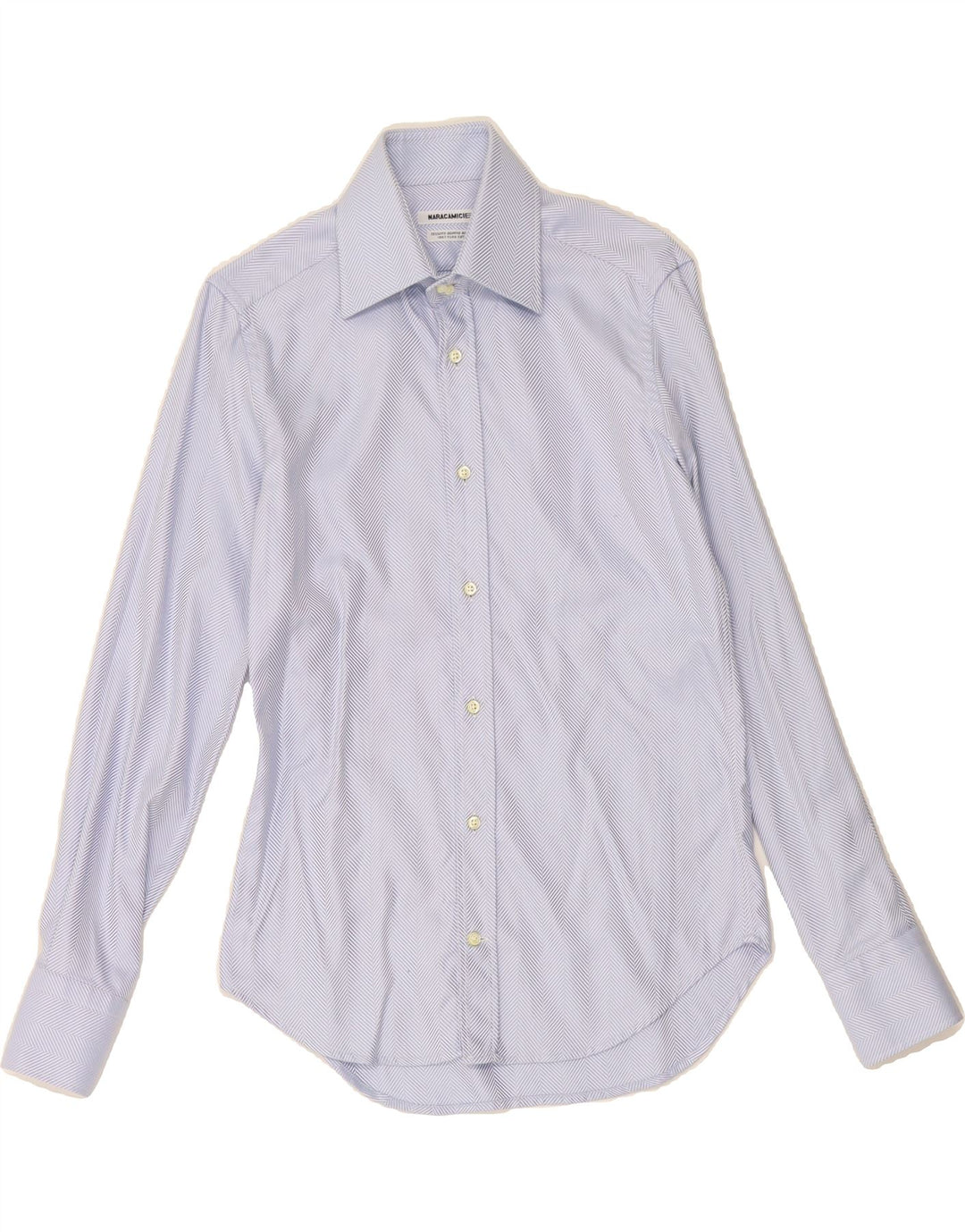 NARACAMICIE Mens Shirt Small Blue Herringbone Cotton Vintage Naracamicie and Second-Hand Naracamicie from Messina Hembry 