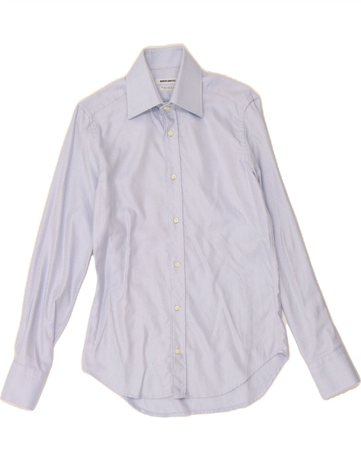 NARACAMICIE Mens Shirt Small Blue Herringbone Cotton Vintage Naracamicie and Second-Hand Naracamicie from Messina Hembry 