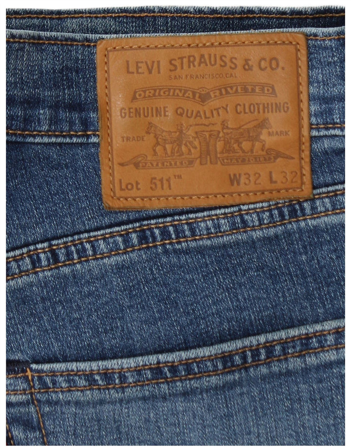 Levi's Uomo 511 Slim Jeans W32 L32 Cotone Blu