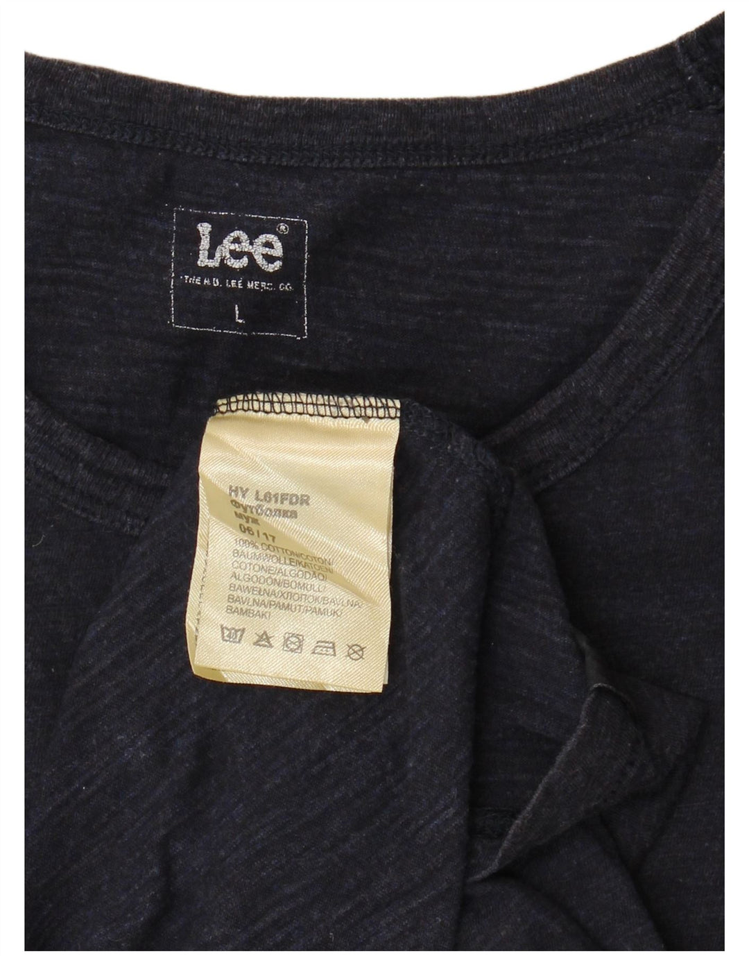 LEE Mens T-Shirt Top Large Navy Blue Cotton