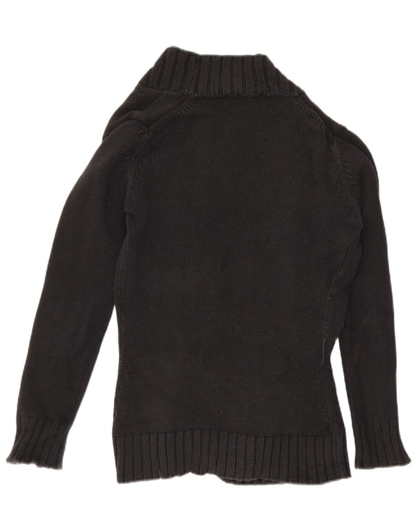 Zara Womens Open Cardigan Sweater UK 14 Large Black Cotton