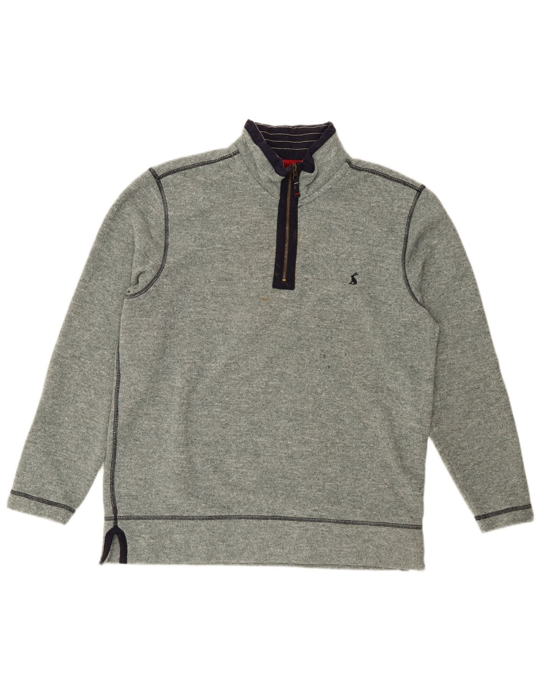 JOULES Mens Zip Neck Sweatshirt Jumper Large Green Flecked Polyester