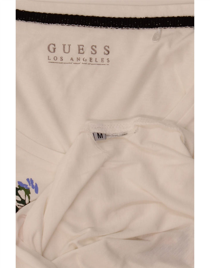 Guess Womens Graphic T-Shirt Top UK 12 Medium White