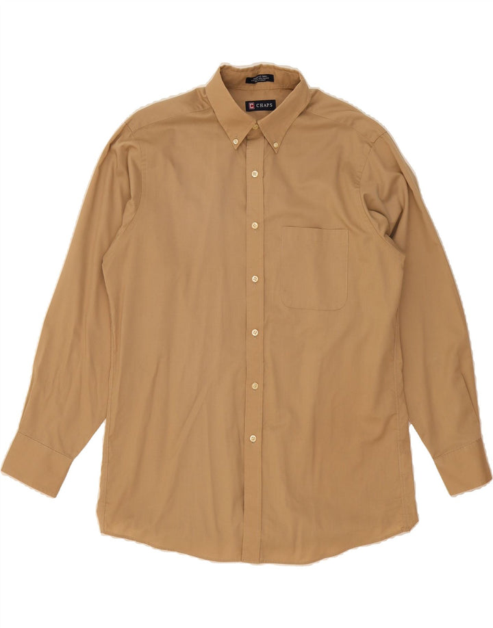 CHAPS Mens Classic Fit Shirt Size 15 1/2 Medium Beige Cotton Vintage Chaps and Second-Hand Chaps from Messina Hembry 