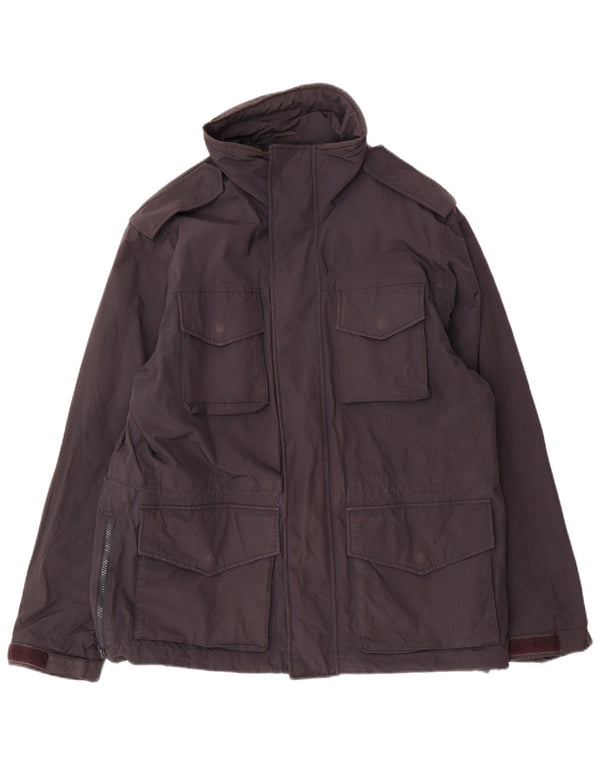 Alberto Aspesi Chaqueta militar para hombre UK 40 Large Nylon negro