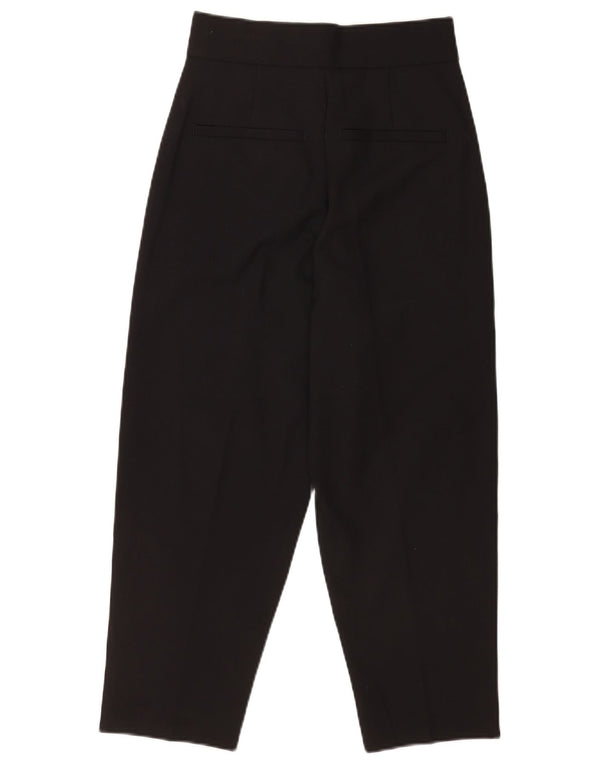 Vintage Womens High Waist Cropped Trousers XS W25 L24 Black Wool