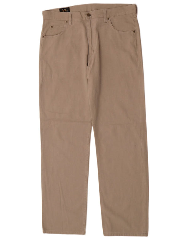Lee Mens Portland Calça Casual Reta W36 L32 Algodão Bege