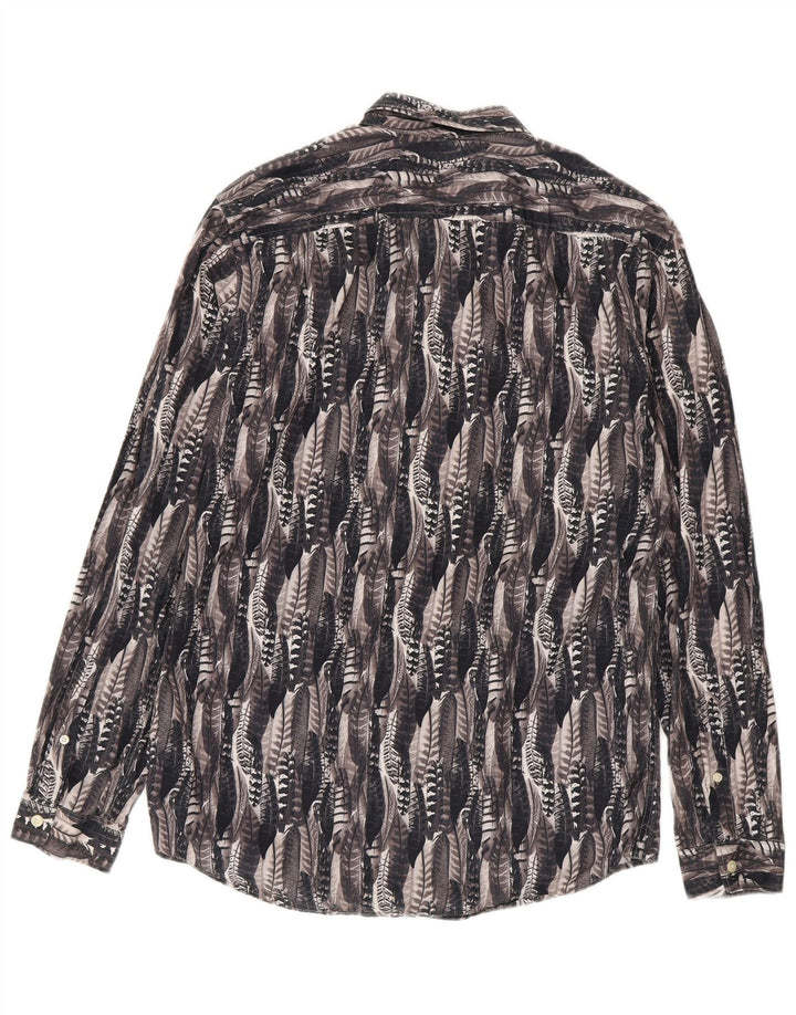 Jack Wills Herren-Hemd mit abstraktem Muster aus mittelgrauer Baumwolle