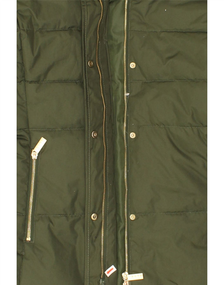 VINTAGE Womens Hooded Padded Jacket UK 12 Medium Green Polyester Vintage Vintage and Second-Hand Vintage from Messina Hembry 