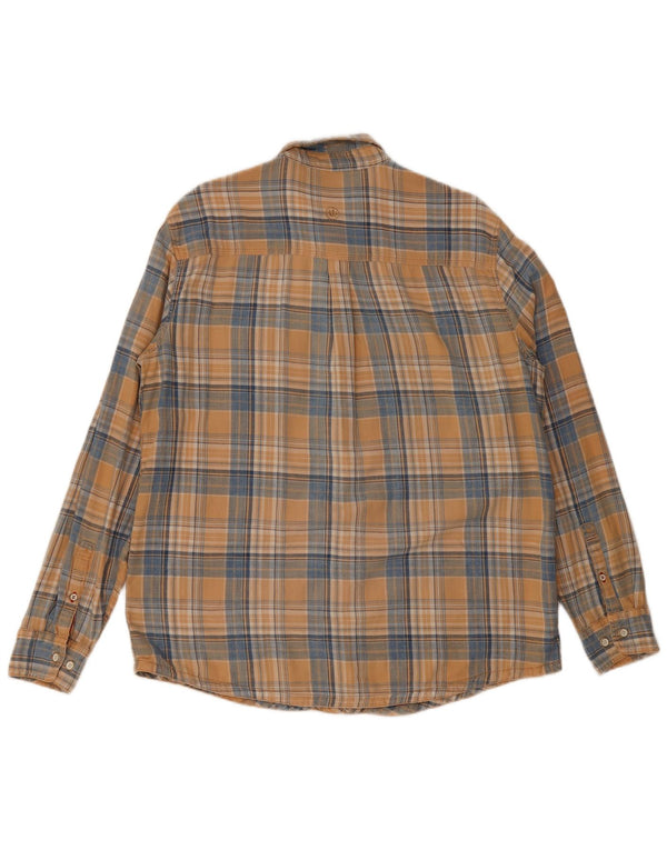Fat Face Mens Indigo Regular Fit Flannel Shirt Large Beige Plaid Cotton