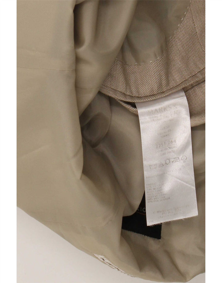 Jaqueta blazer masculina de 2 botões Marks & Spencer Reino Unido 40 algodão bege médio