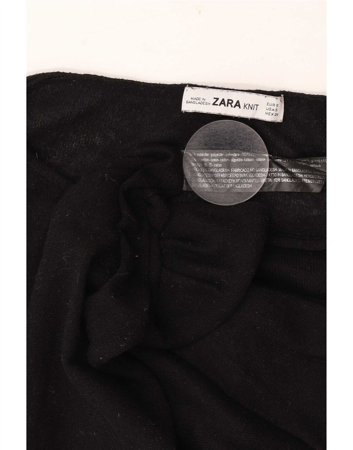 Damski sweter oversize z dekoltem w łódkę Zara UK 10, mały, czarny poliester