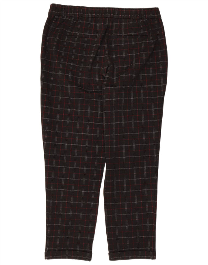BENETTON Womens Cropped Trousers Medium W32 L24 Black Check Viscose