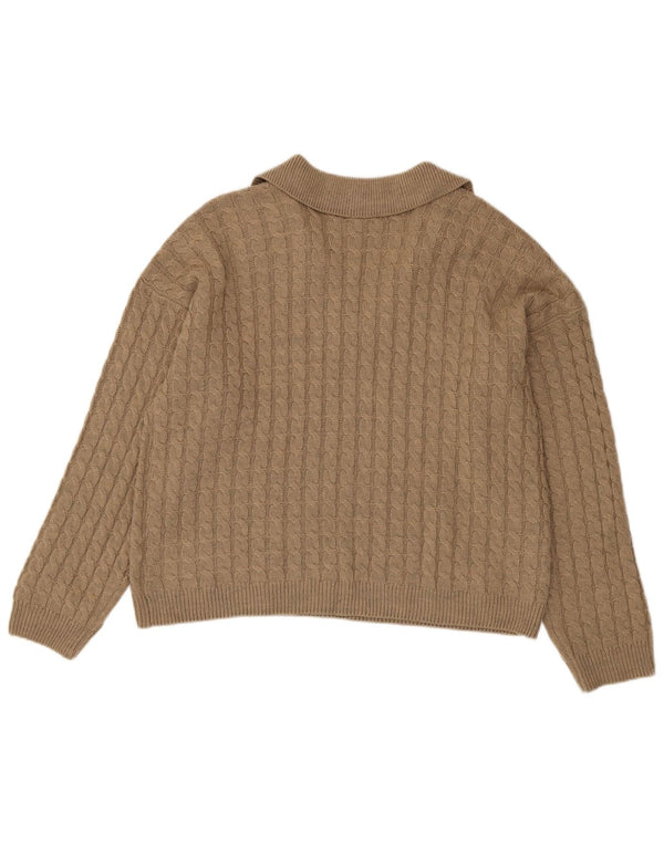Crew Clothing Pull col polo pour femme UK 16 Large Beige Acrylique