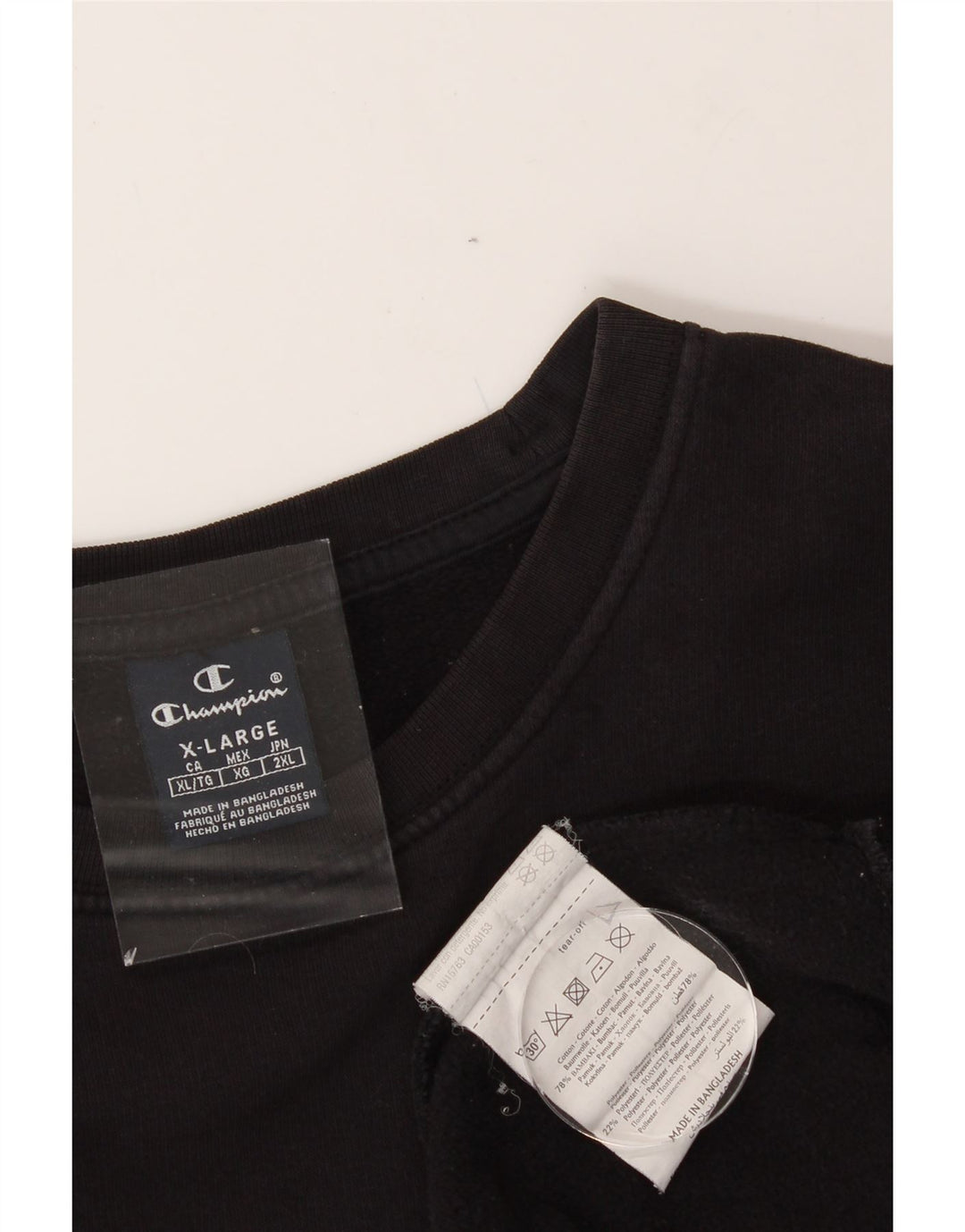 CHAMPION Mens Graphic Sweatshirt Jumper XL Black Cotton Vintage Champion and Second-Hand Champion from Messina Hembry 
