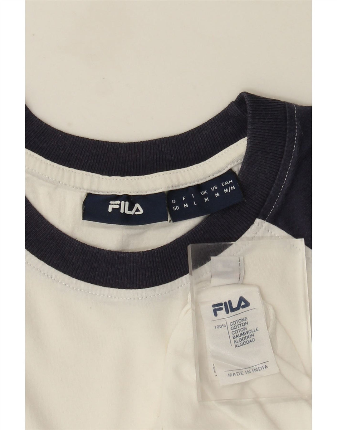 Fila Herre grafisk T-shirt Top Medium White Colourblock Bomuld