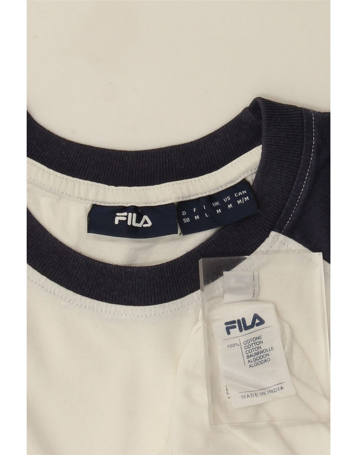 Fila Herre grafisk T-shirt Top Medium White Colourblock Bomuld