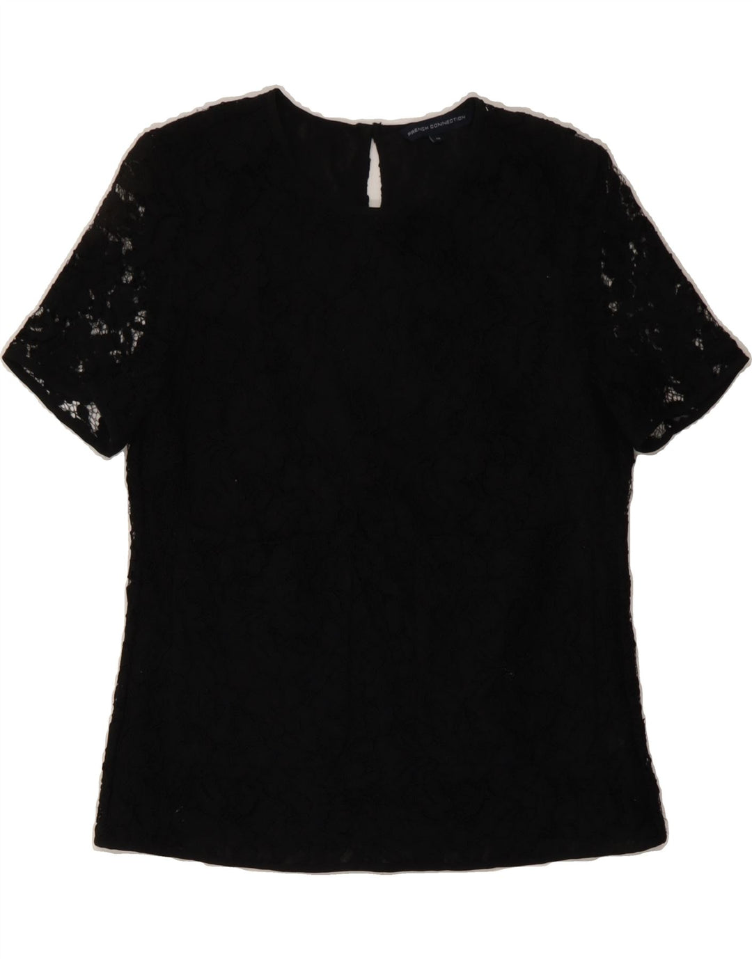 FRENCH CONNECTION Womens Blouse Top UK 12 Medium Black Floral Polyamide Vintage French Connection and Second-Hand French Connection from Messina Hembry 