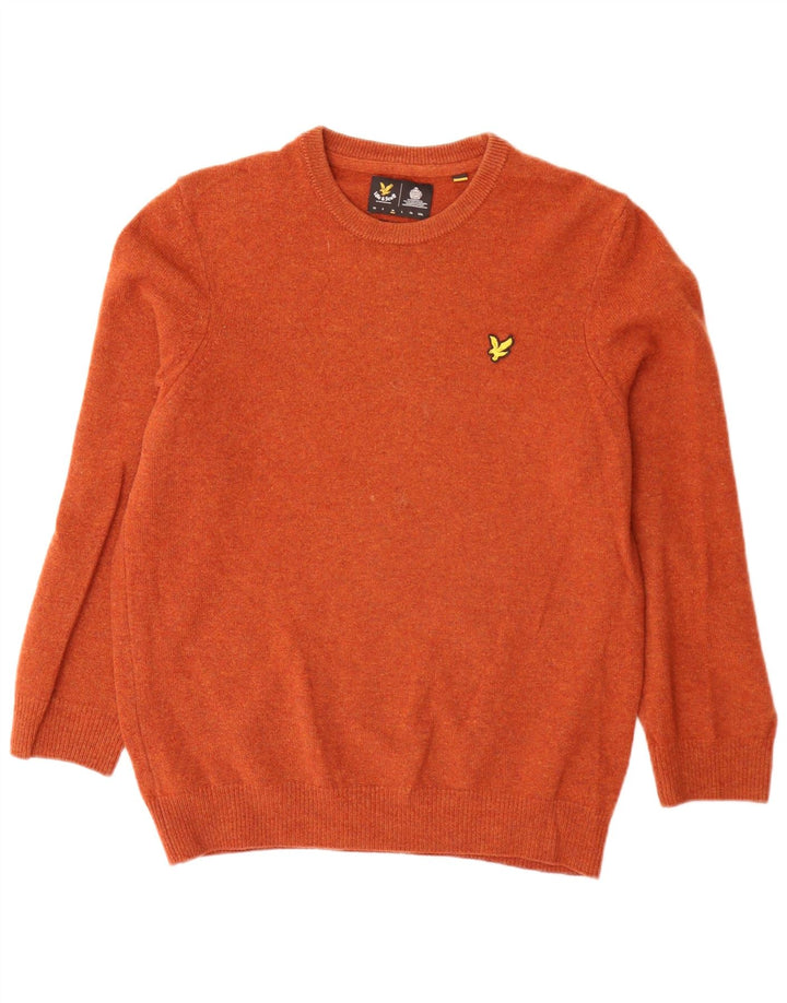 Lyle & Scott Mens Loose Fit Crew Neck Jumper Sweater Medium Orange