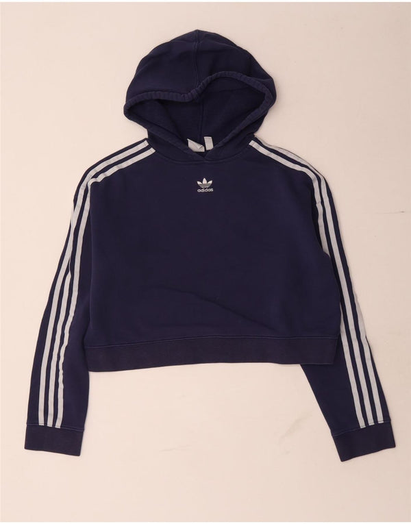 Adidas Womens Crop Oversized hættetrøje med lynlås UK 10 Small Navy Blue
