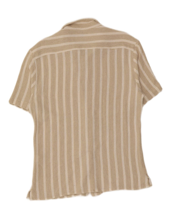Ανδρικό κοντομάνικο Zara πουκάμισο Relaxed Fit Large Beige ριγέ