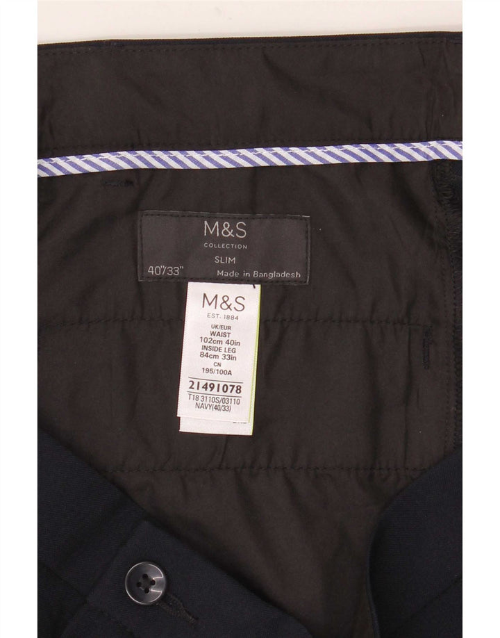 Marks & Spencer Slim Chino-Hose für Herren, W40 L33, Marineblau, Polyester