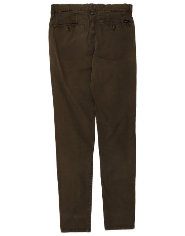 Zara Mens Skinny Chino Calças EU 38 Pequeno W30 L30 Algodão Cáqui