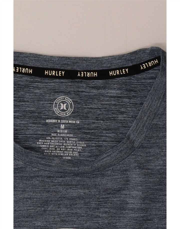 Hurley Herre grafisk T-shirt Top Medium Marineblå Flecked Polyester