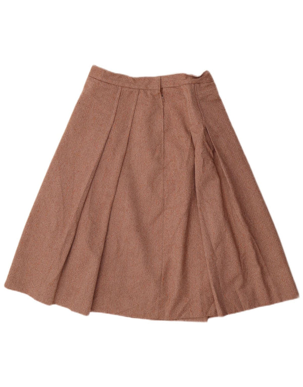 Vintage Womens Pleated A-Line Skirt W26 Small Brown