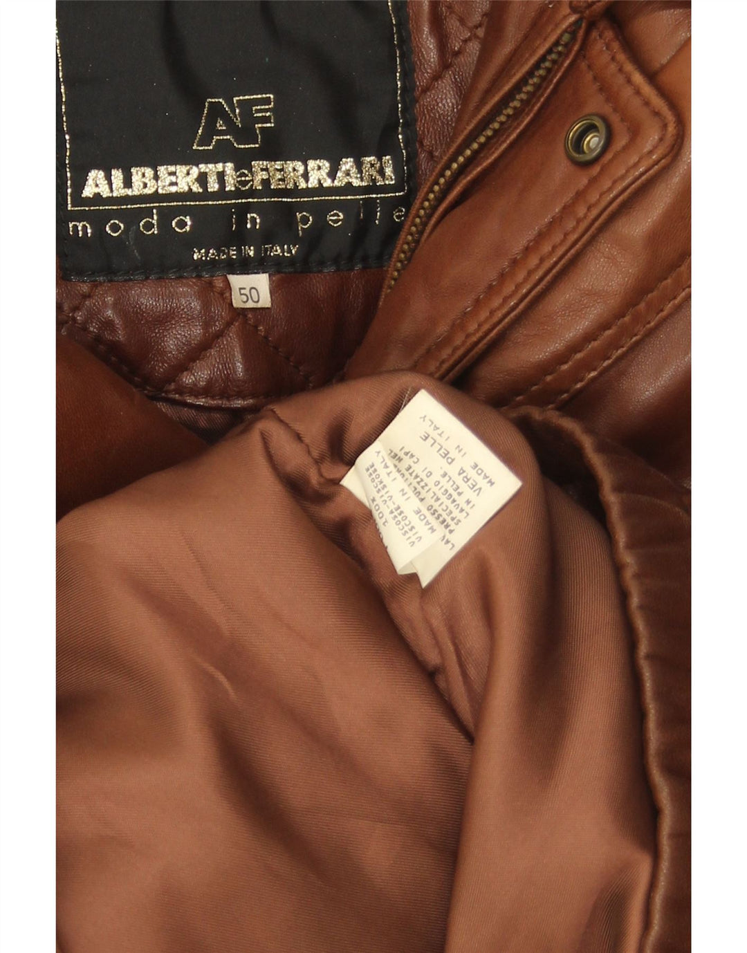 Vintage Mens Bomber Leather Jacket IT 50 Large Brown
