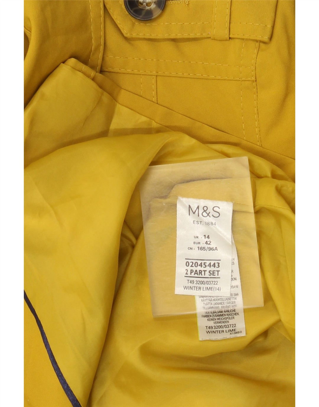 Marks & Spencer Womens Trench Coat UK 14 Medium  Yellow Polyester