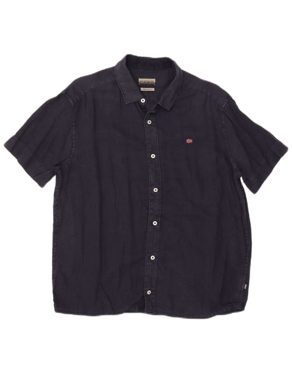 Napapijri Herre kortærmet Regular Fit skjorte Medium Navy Blue