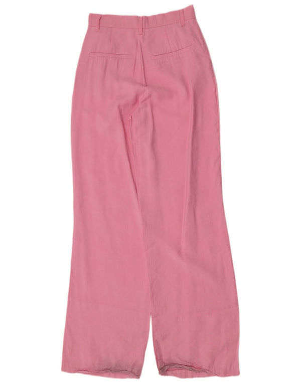 Zara Damen-Chinohose mit hoher Taille und weitem Bein, XS, W24, L34, Rosa, Modal