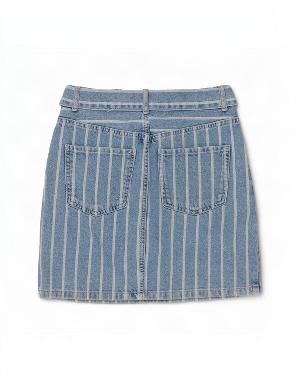Gonna in denim da donna Benetton W26 piccola a righe blu