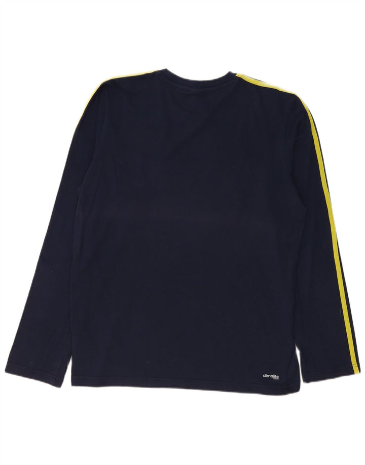 Adidas Mens Climalite Graphic Top Long Sleeve Medium Navy Blue Cotton