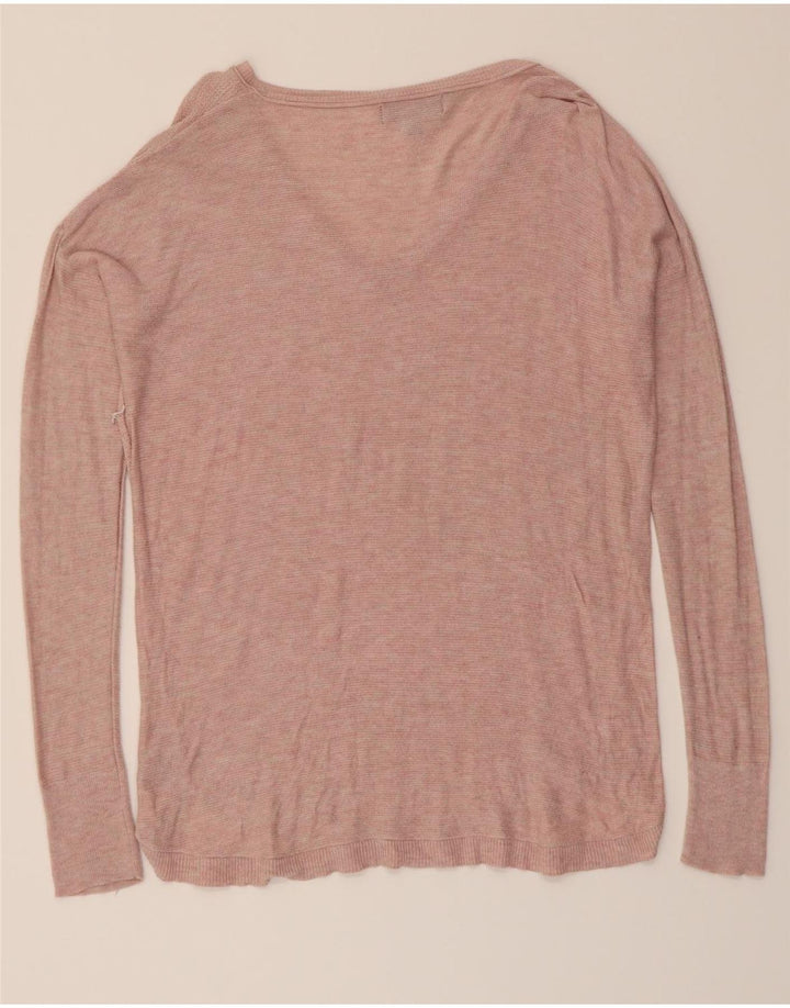 MOSSIMO Womens V-Neck Jumper Sweater UK 14 Medium Pink Nylon Vintage Mossimo and Second-Hand Mossimo from Messina Hembry 